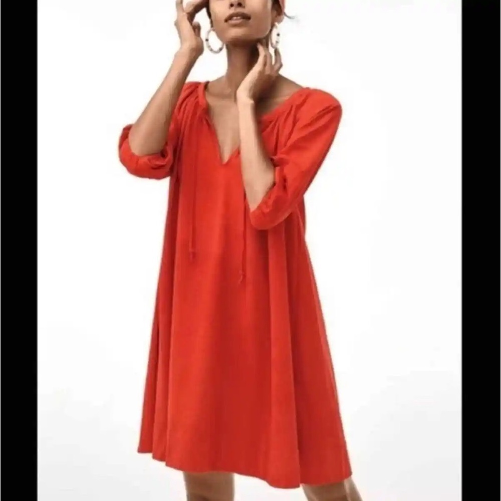 ANTHROPOLOGIE Dress Oversized Anais Red Orange Swing size small